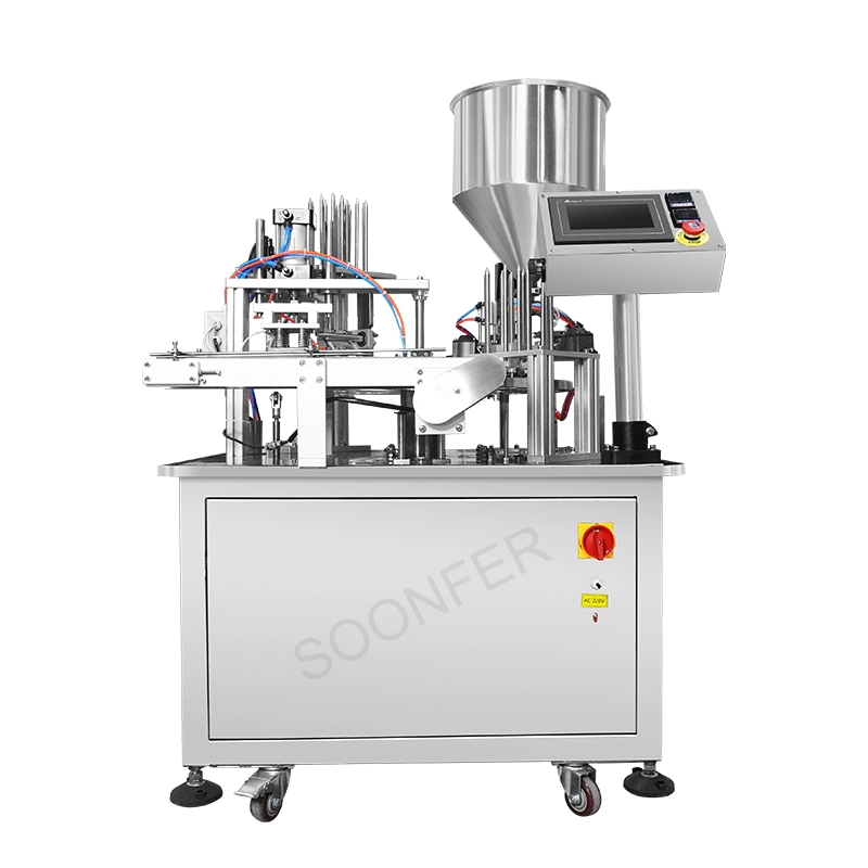 Fully automatic rotary milk yogurt ice cream cup filling and sealing machine
