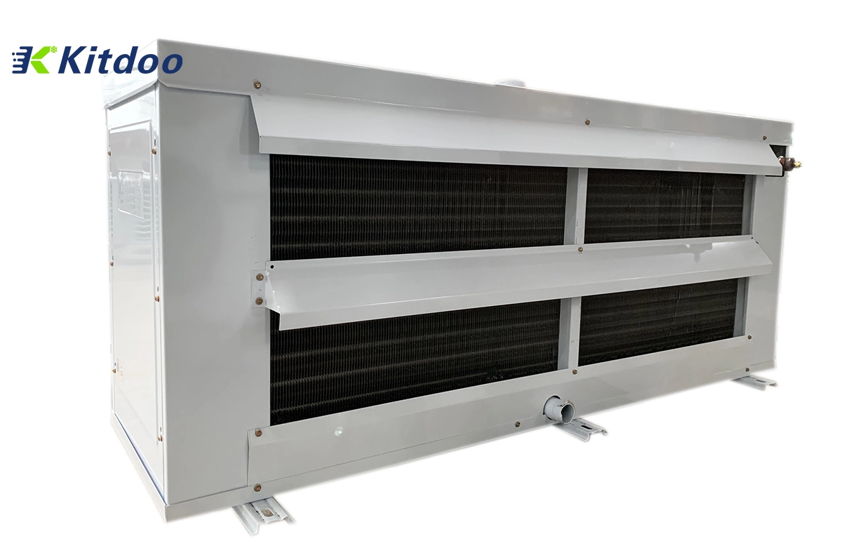 Commercial refrigerator cooler evaporators by water defrosting