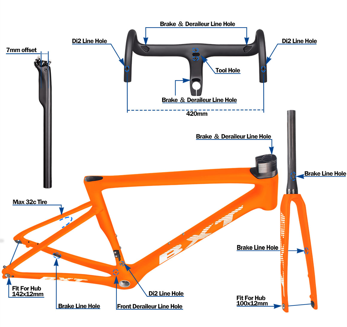 road disc carbon bike frame