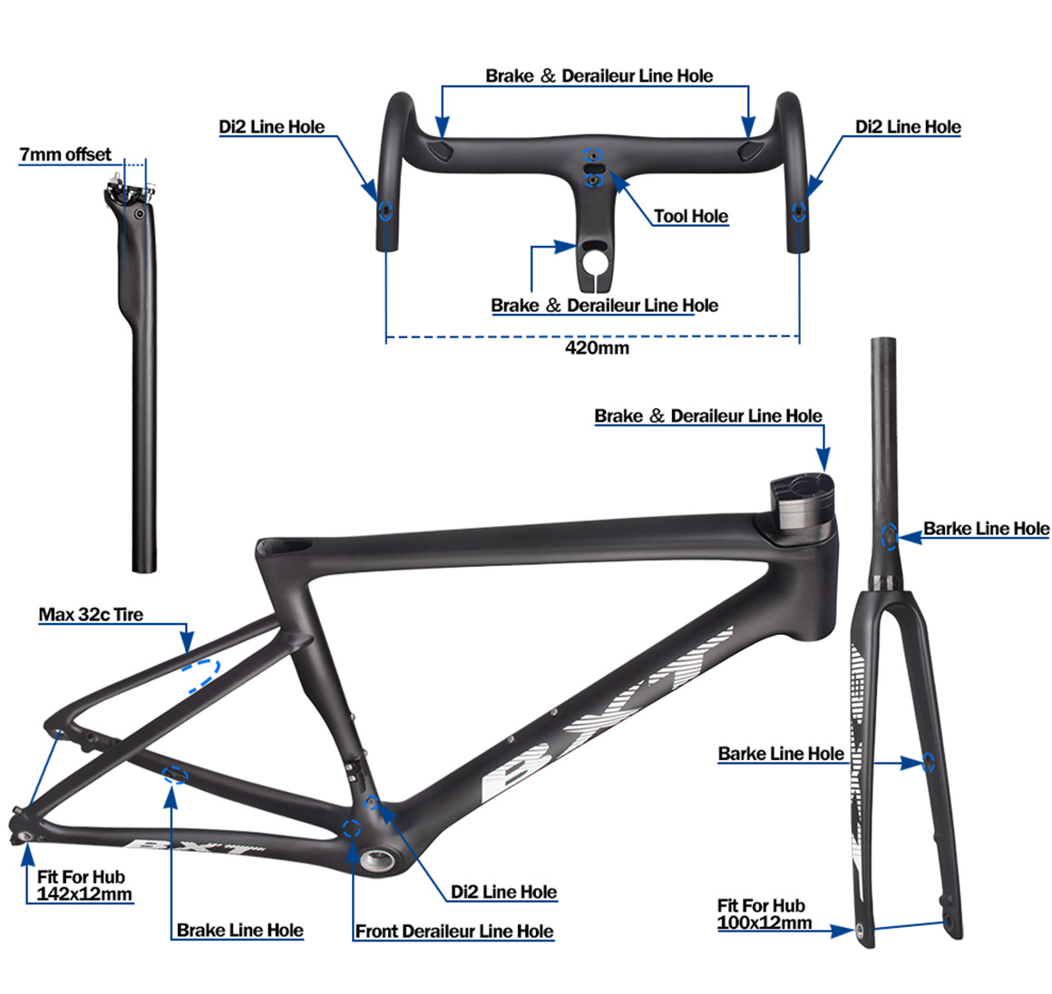 road disc carbon bicycle frame