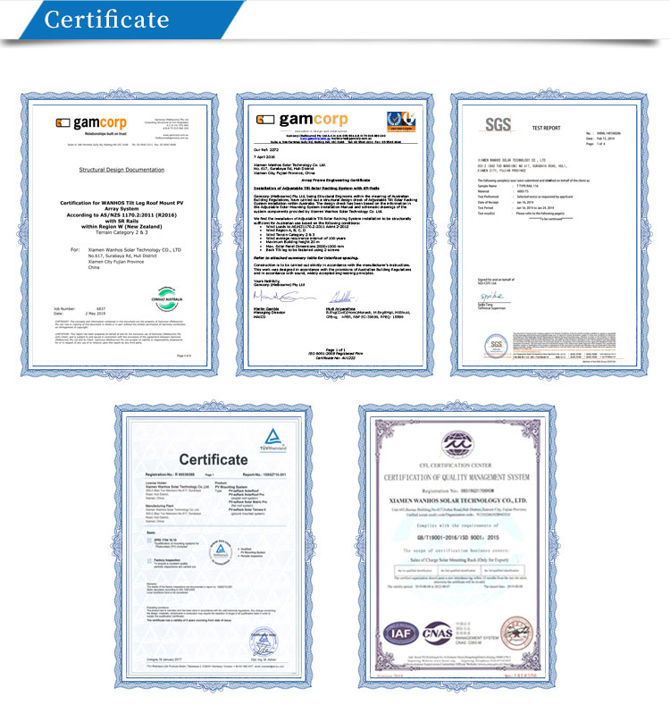 solar Carport mounting bracket System certificate