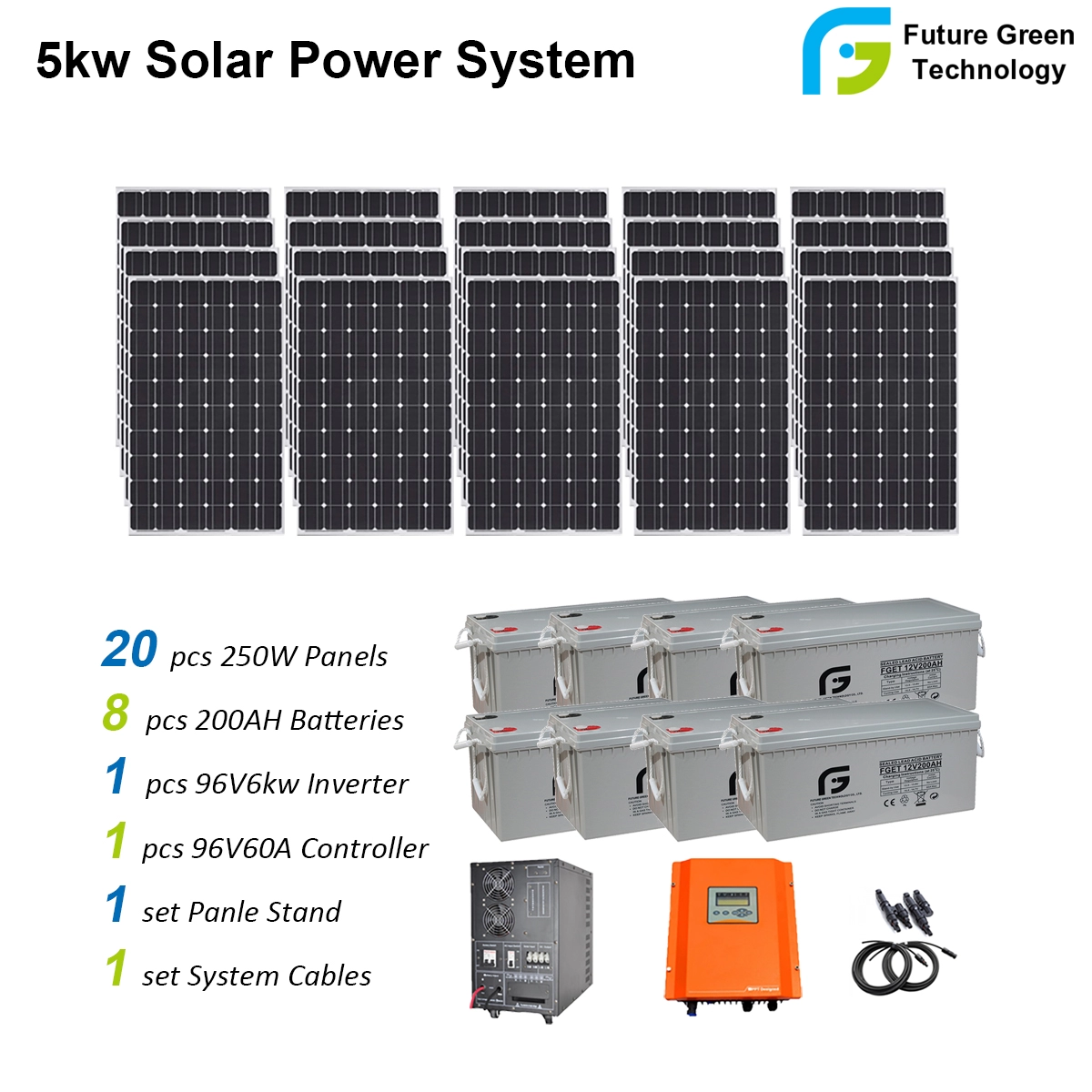 5kw off Grid Power System Soar Hybrid System with AC Function