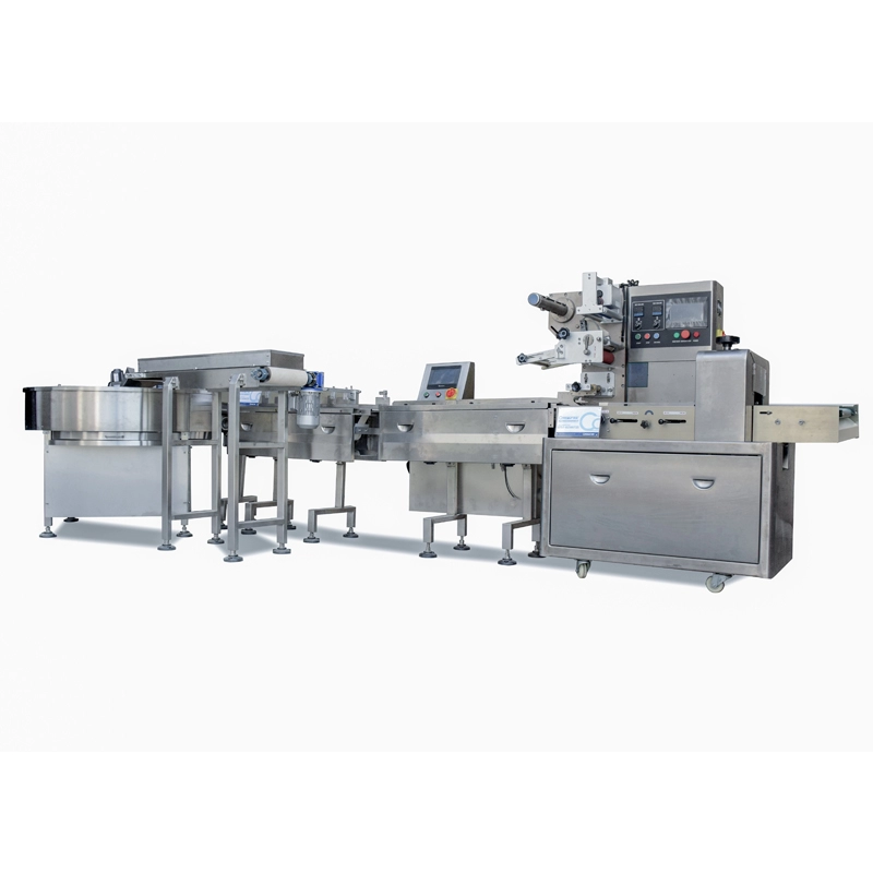 Automatic food feeding and packaging line for mooncake/small cake/biscuits/candy/rice krispies treats
