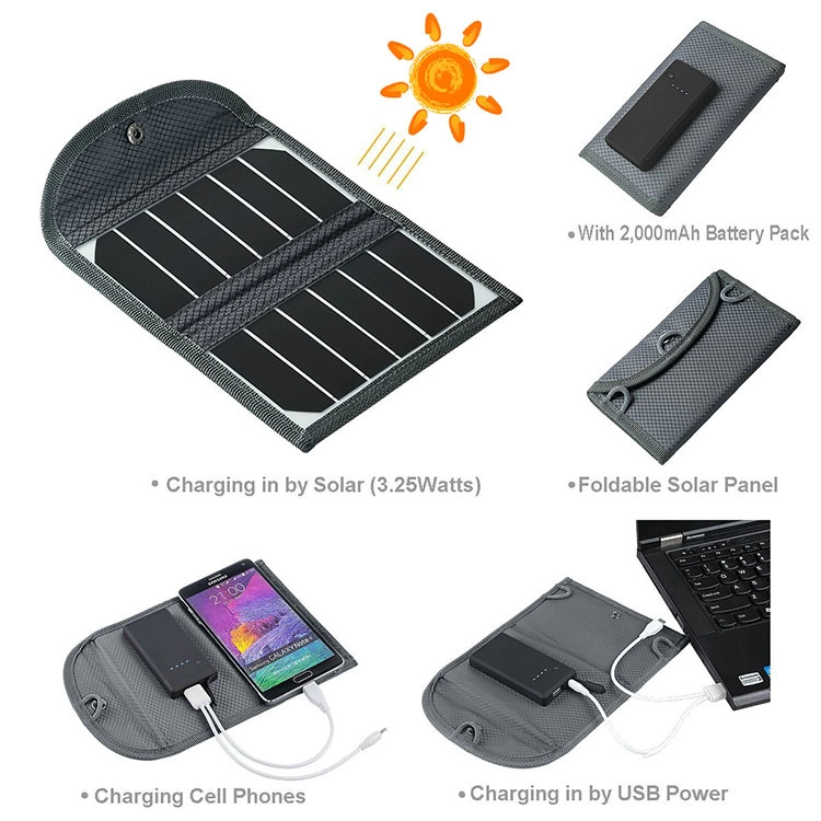 5V 0.66A Lightweight Backpack Solar Panel Charger For Digital Cameras