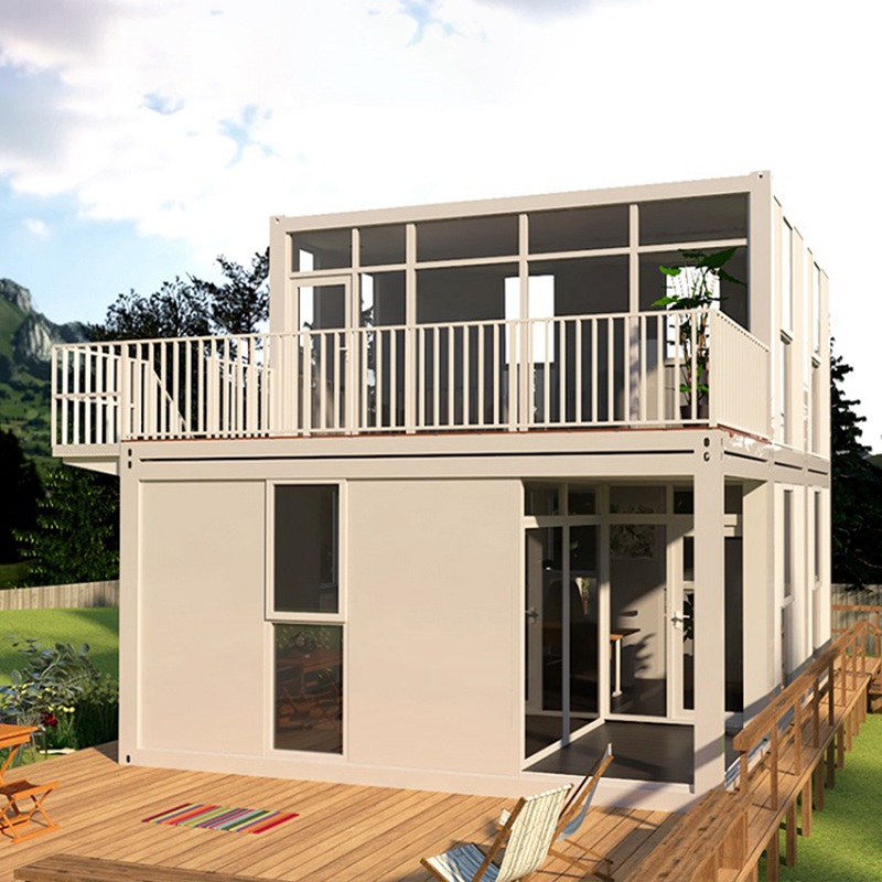 Prefabricated Fast Install 20ft Two-story Modern Design Standard Villa Flat-packed Shipping Container House