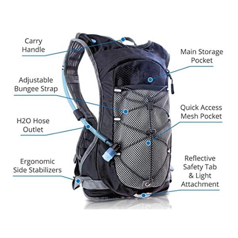 2L Lightweight Hydration Pack Water Bladder Compatible for Running Cycling Hiking