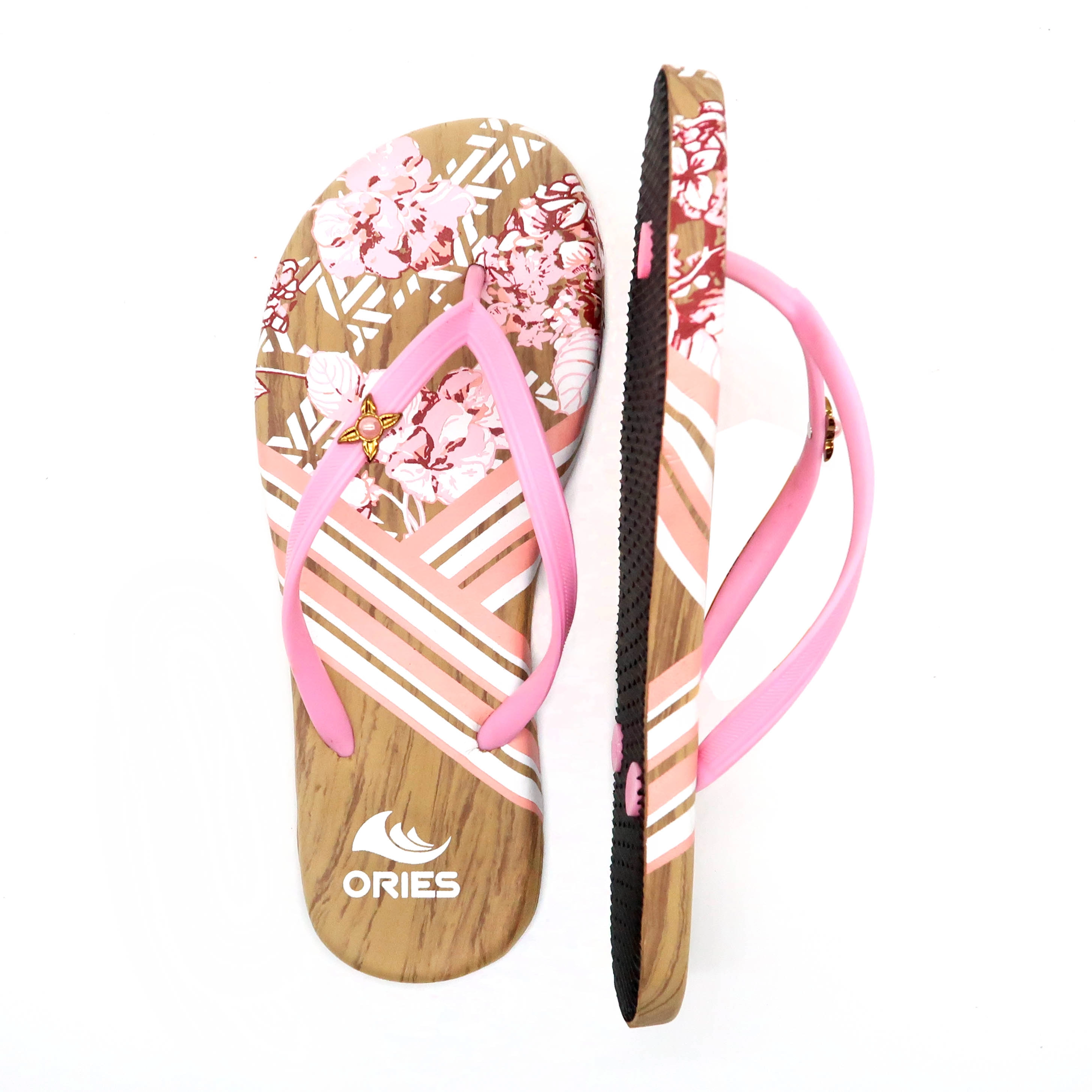 Stylish Flower And Wooden  Design EVA Sole House Flip Flop Slippers