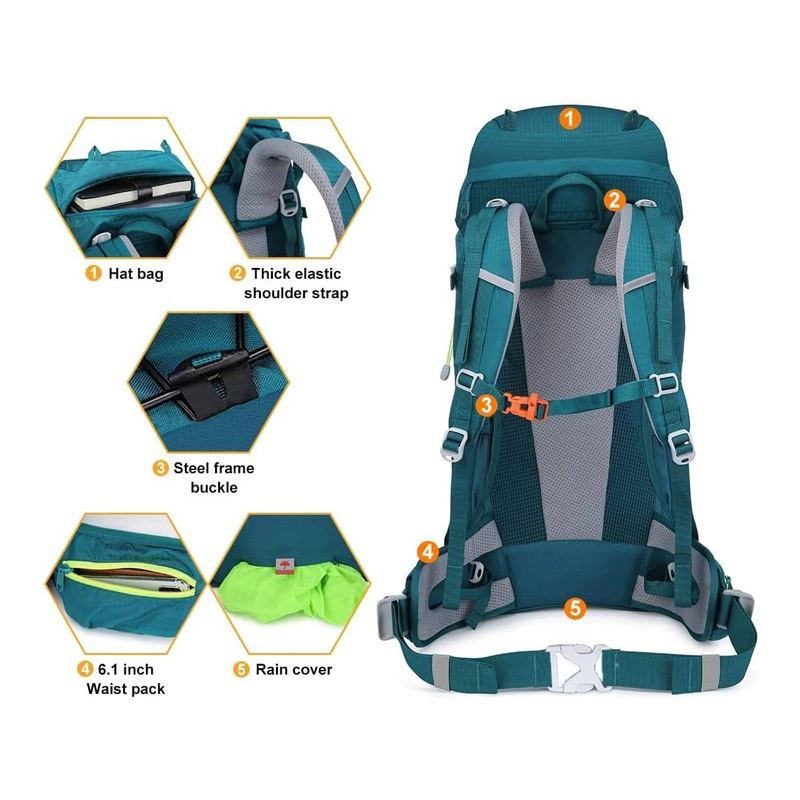 Internal Frame Hiking Backpack 40/50/60/65/80L, Mountain Climbing Camping Backpack Daypack Waterproof Rain Cover