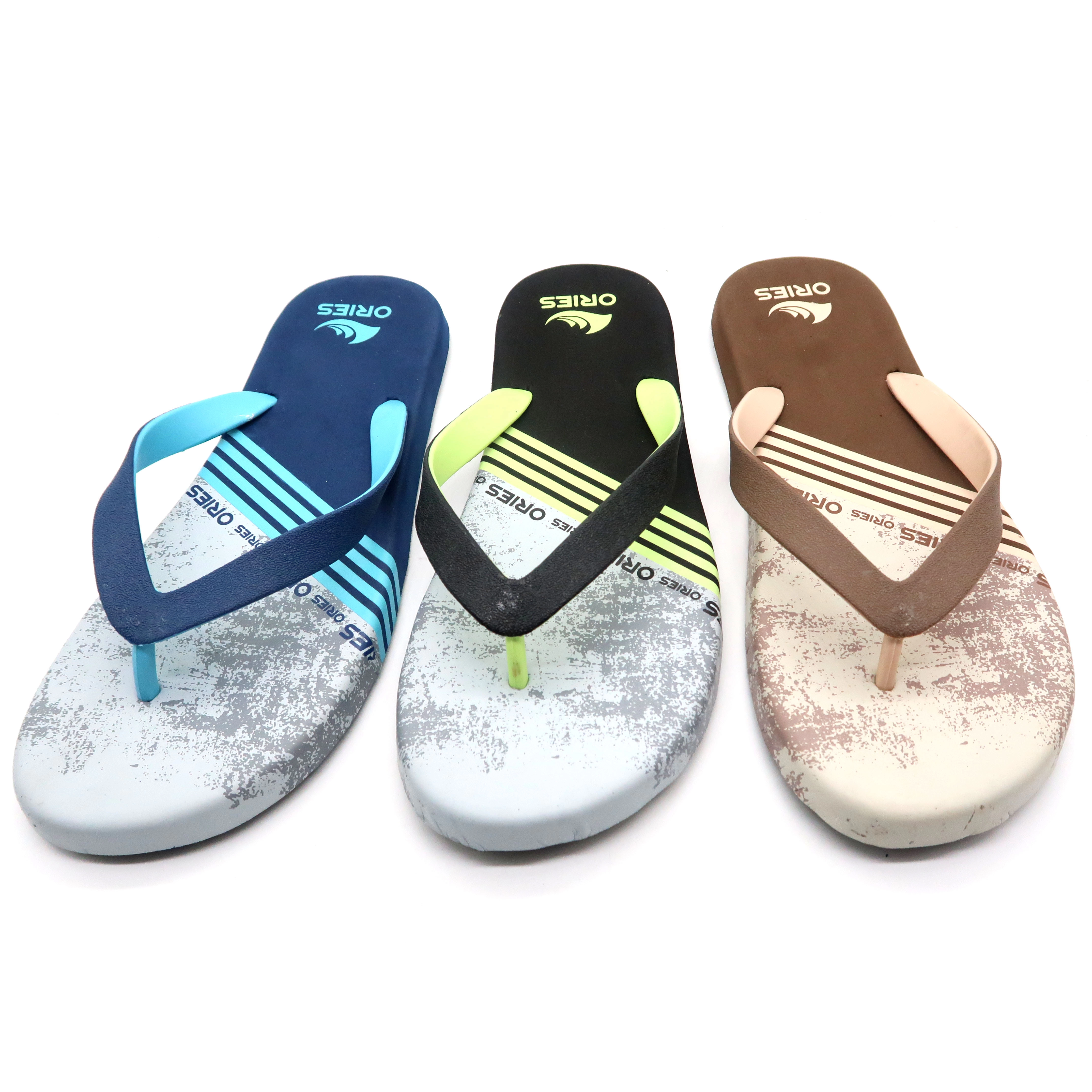 Bi-color strap side printing wrap men rubber flip flops slipper