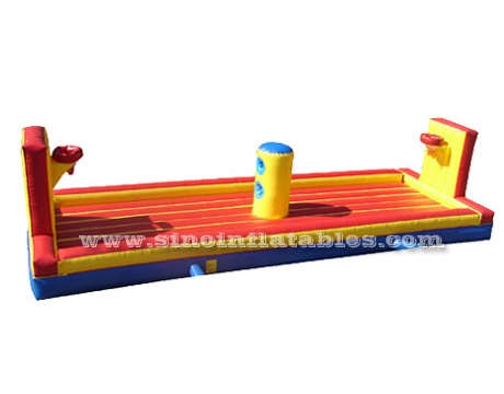 Commercial grade kids N adults inflatable bungee run with basketball for 2 persons use