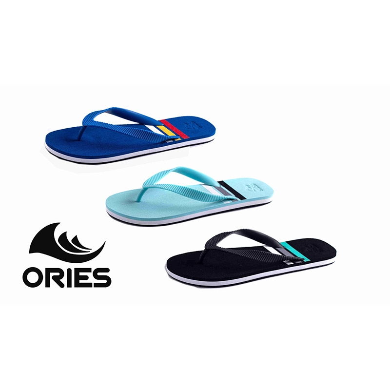 Pure color embossed logo British style men flip flops slippers