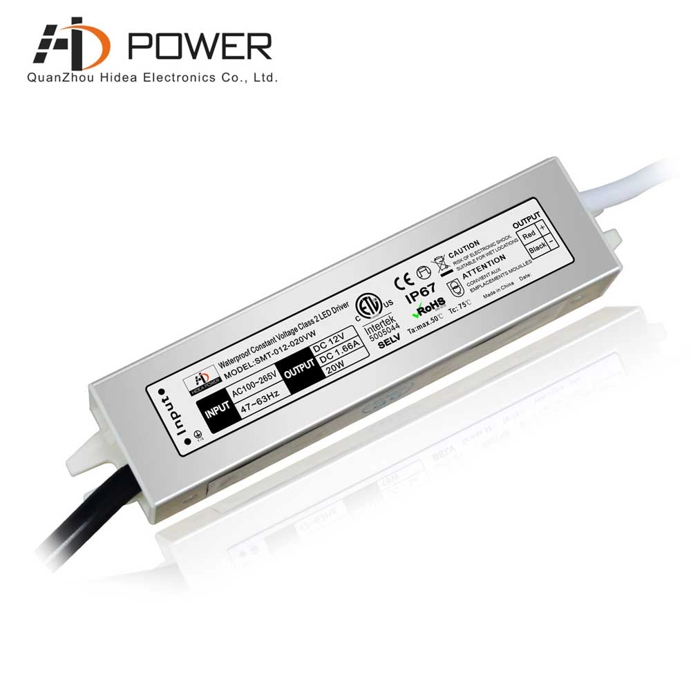12v waterproof led power supply IP67 20w led light drivers
