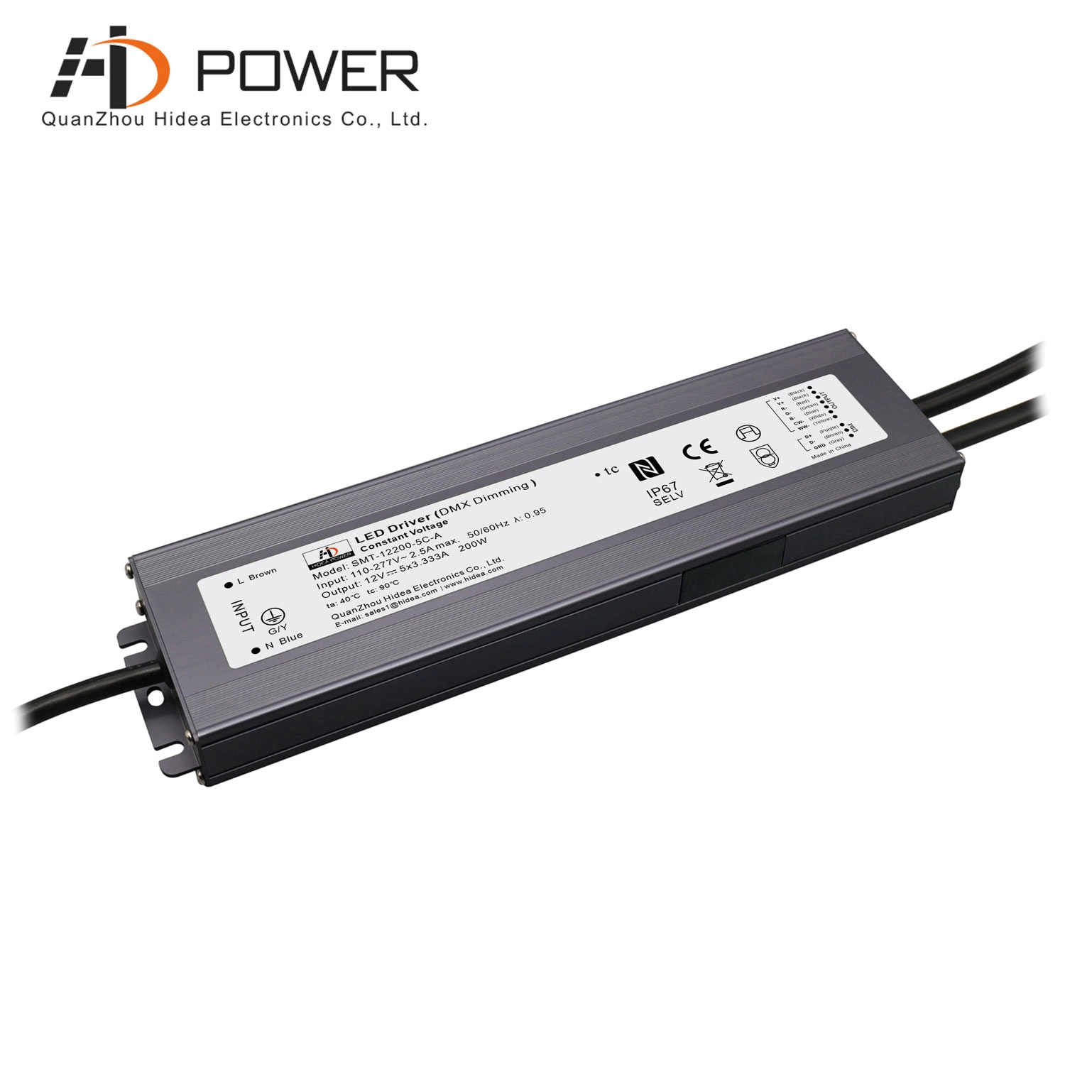 200w 12 volt led DMX dimmable transformer for RGBCW