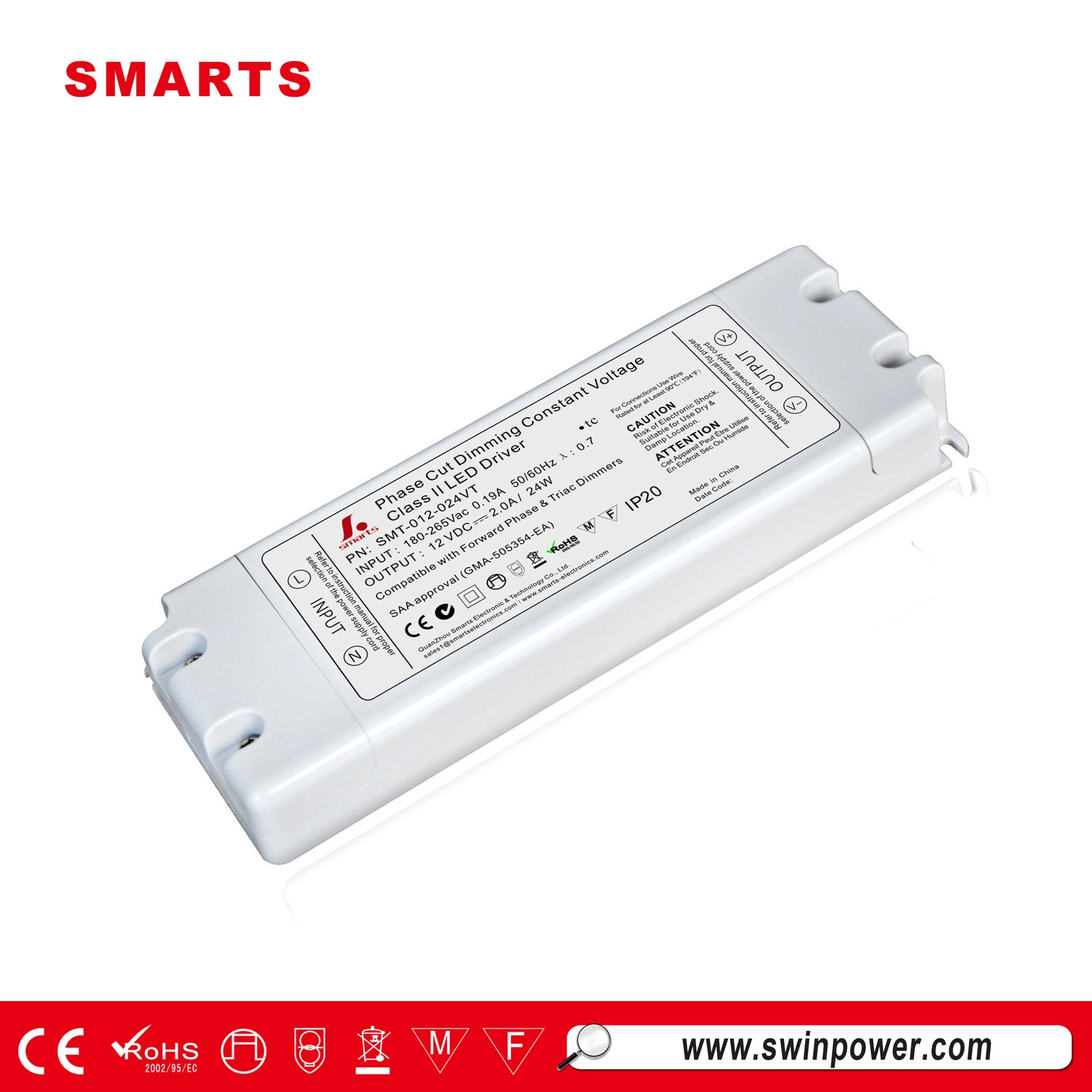 12v 24w constant voltage triac dimmable led power supply