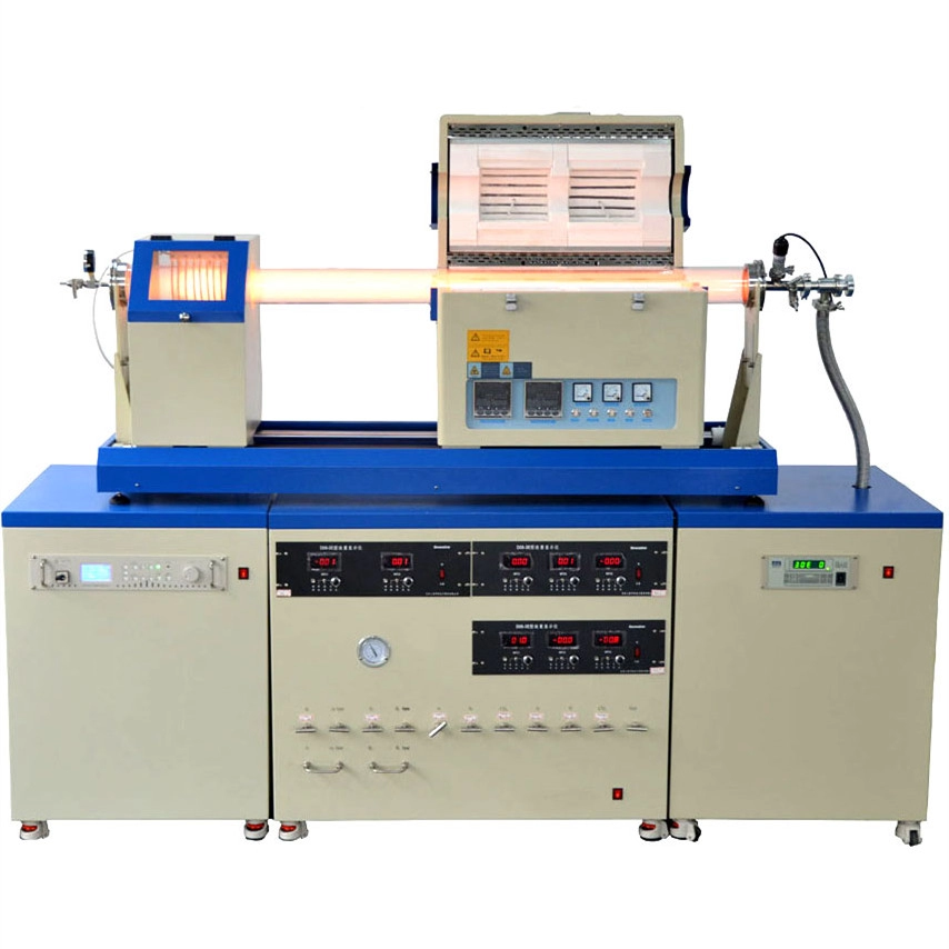 Lab CVD System with 1500-1500C Dual Zone Rotary Tube Furnace