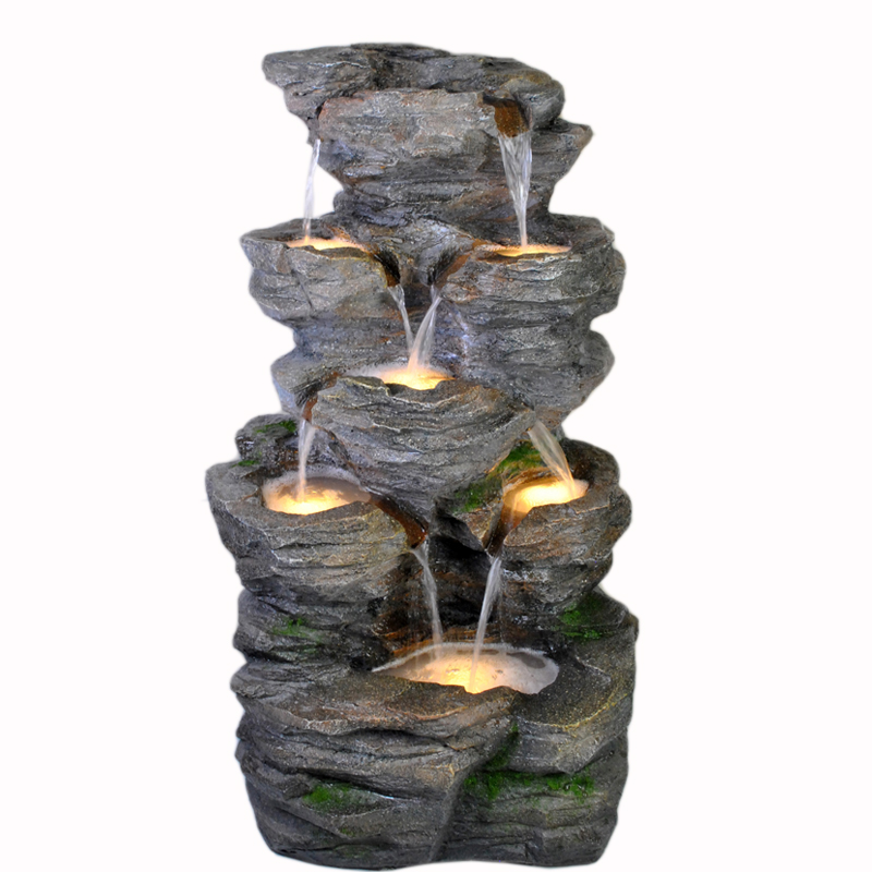 Garden Ornament Fountain Waterfall Indoor Water Feature LED Lights
