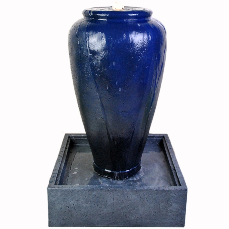Gardenwize Blue Outdoor Ceramic Pot Water Fountain Feature