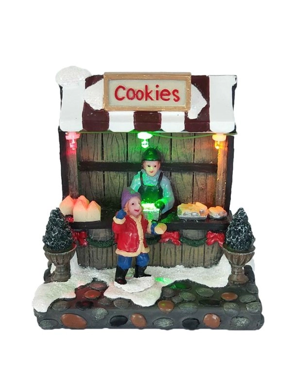 Lighted Up  Christmas Cookies Shop With Boy