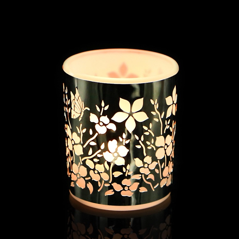 Decorative metal candle holders with glass