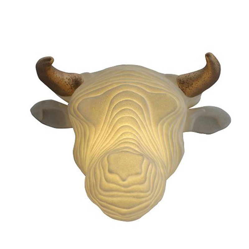 Layered Cow Head Sandstone Wall Sculpture LED Light