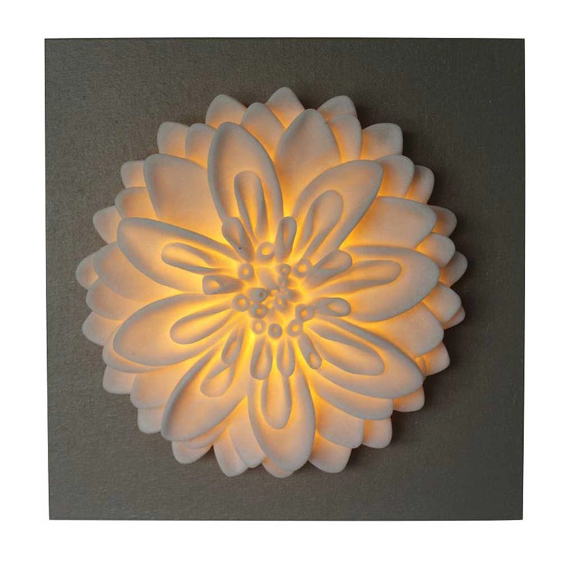 Wall Art Sandstone Flower MDF Plaque With Led Light