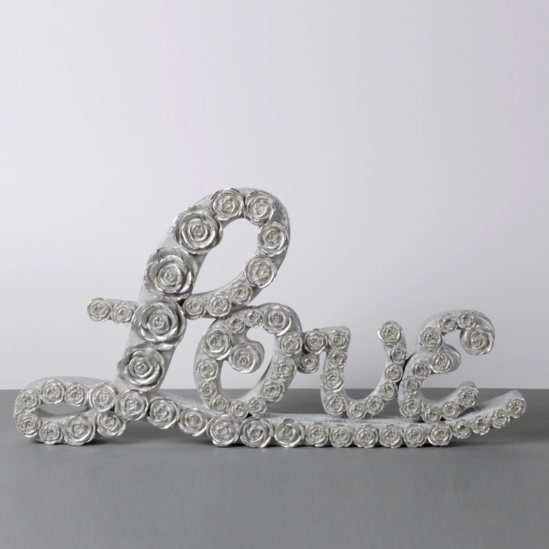 Love Sign Word Art With Flower Fine Carving