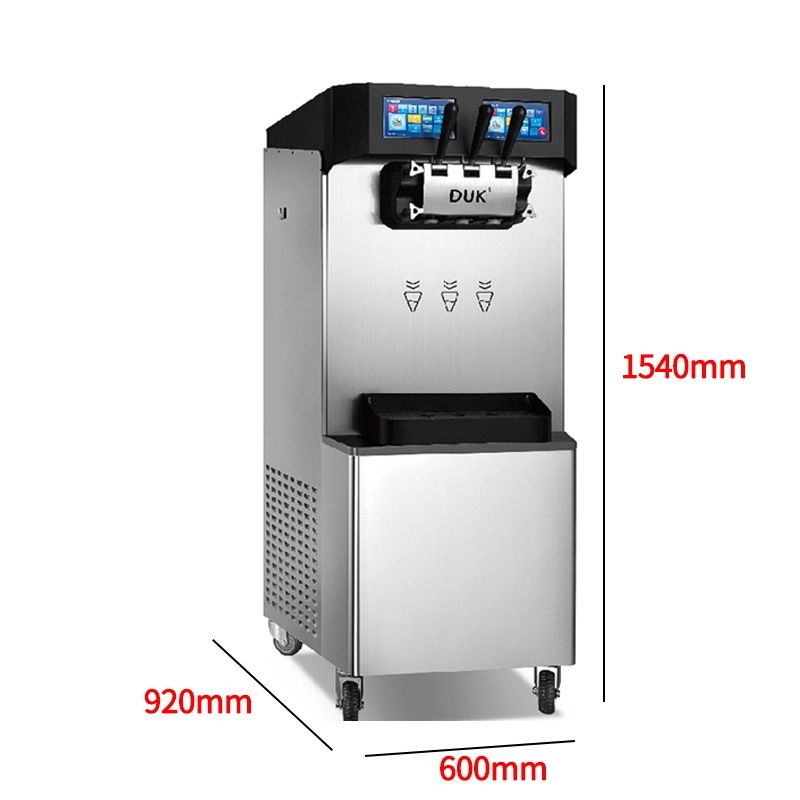 Commercial 3 Flavors Soft Ice Cream Machine with casters