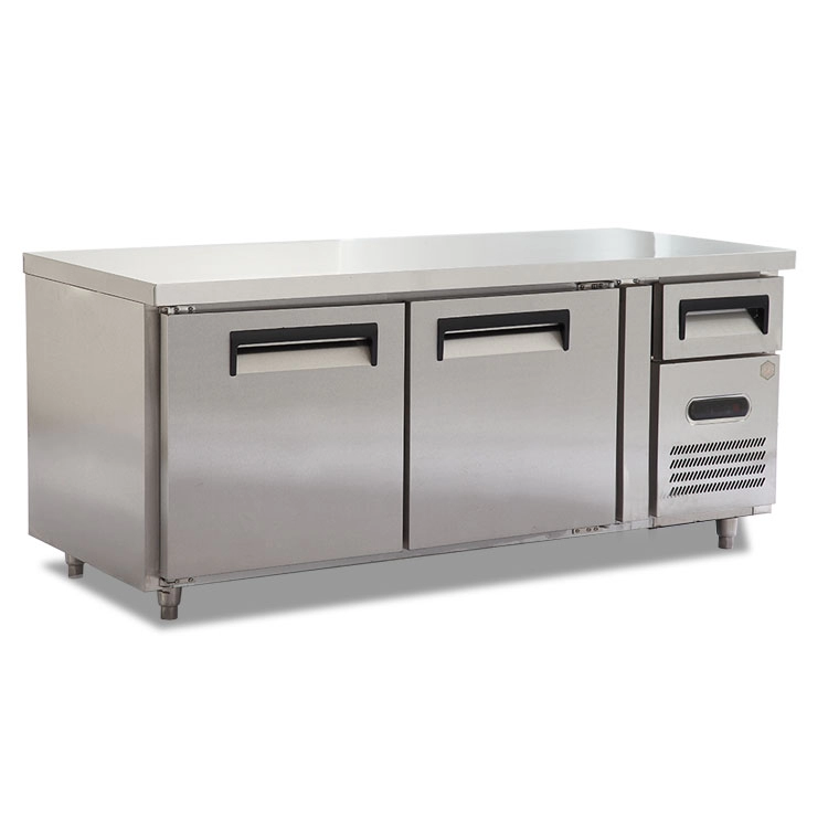 TG15L2 2 Door Stainless Steel Commercial Workbench Refrigerator Freezer