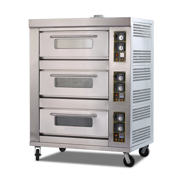 Commercial Multi-Function Fo3 Decks 9 Trays Gas Pizza Ovenr Kitchen Equipment