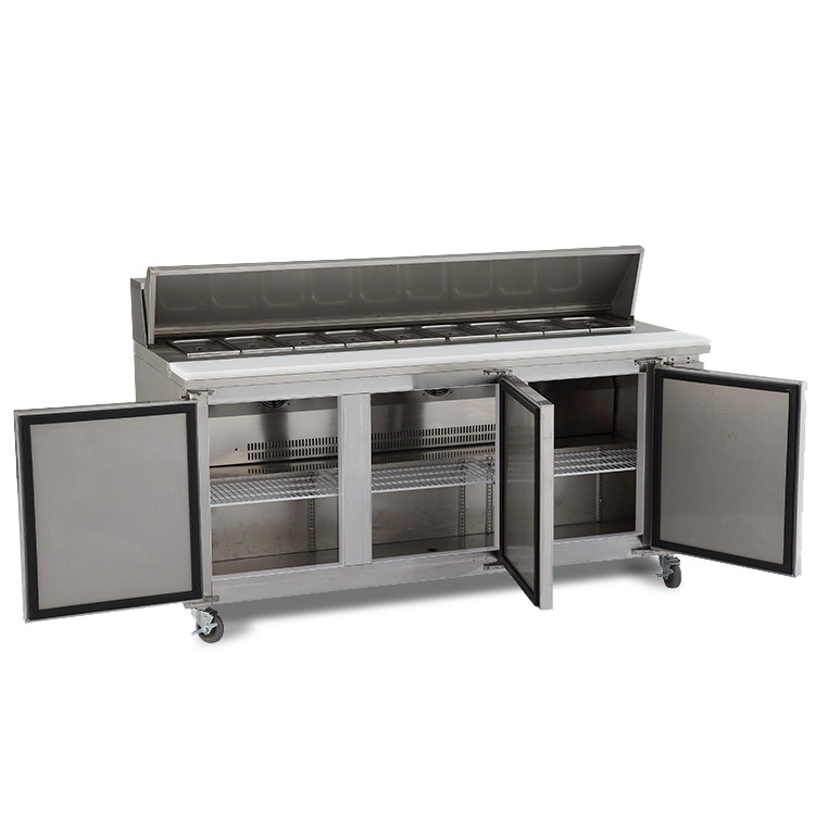 KT2 Restaurant Kitchen Stainless Steel Pizza Workbench Refrigerator with Cover