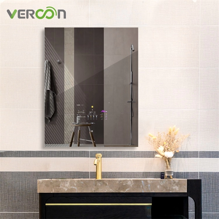 New arrival wall mounted Android 11 waterproof rectangle backlit hotel smart bathroom mirror with defogger