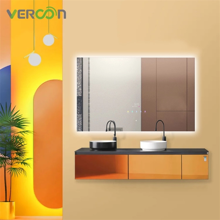 Vercon Wall Mounted Round Smart Led Bath Mirror With Vanity Light