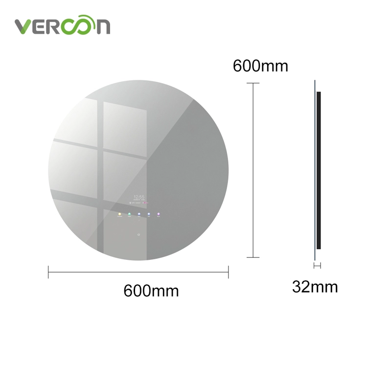 Vercon Wall Mounted Backlit Time Display Speakers Skin Analyzer Android System Smart Mirror Tv