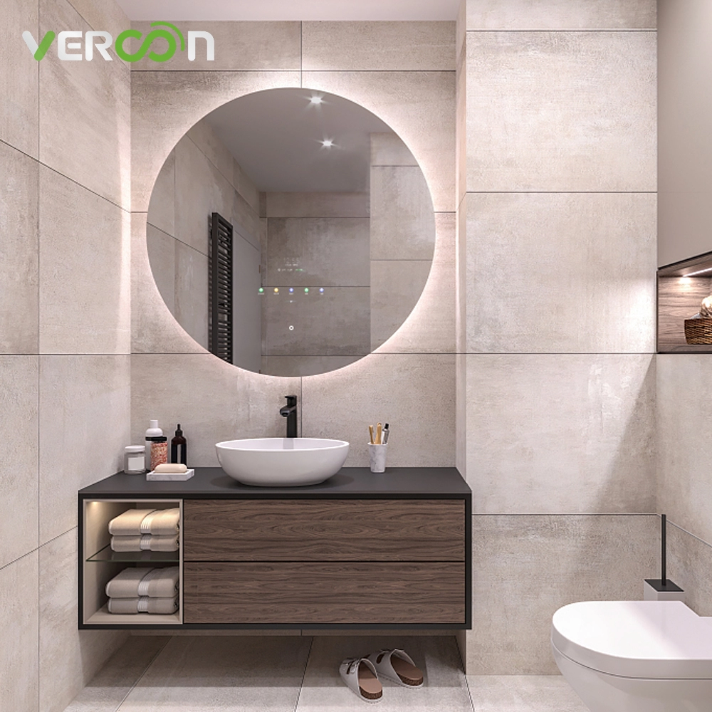 Vercon Custom Bathroom Illuminated LED Smart Mirror Round with Touch Switch
