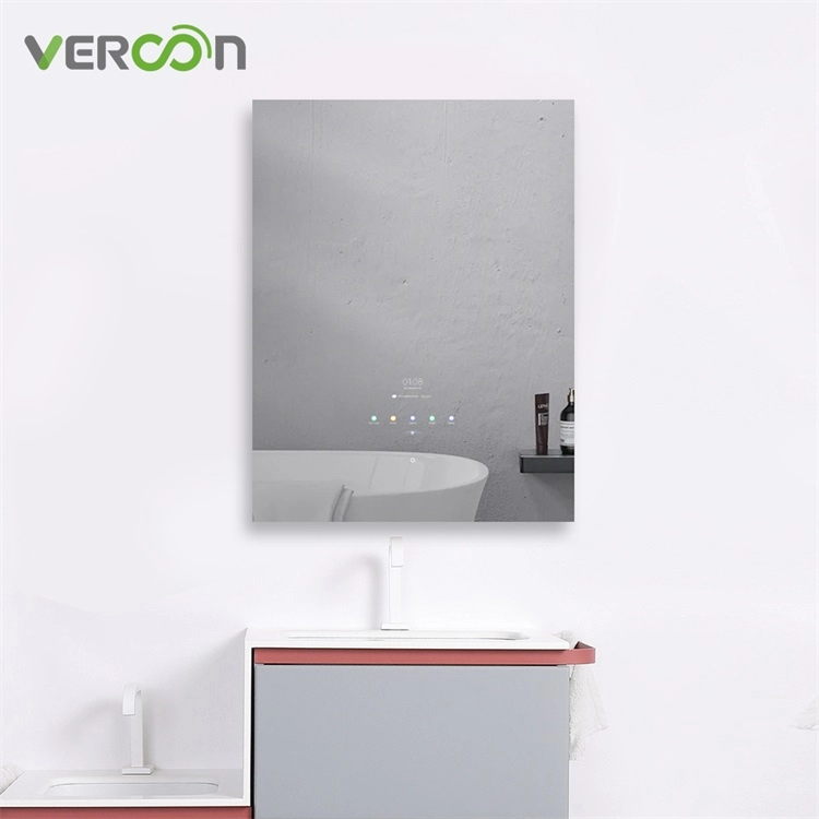 LED anti-fog wall mount smart bathroom vanity mirror with dimmable LED lighting