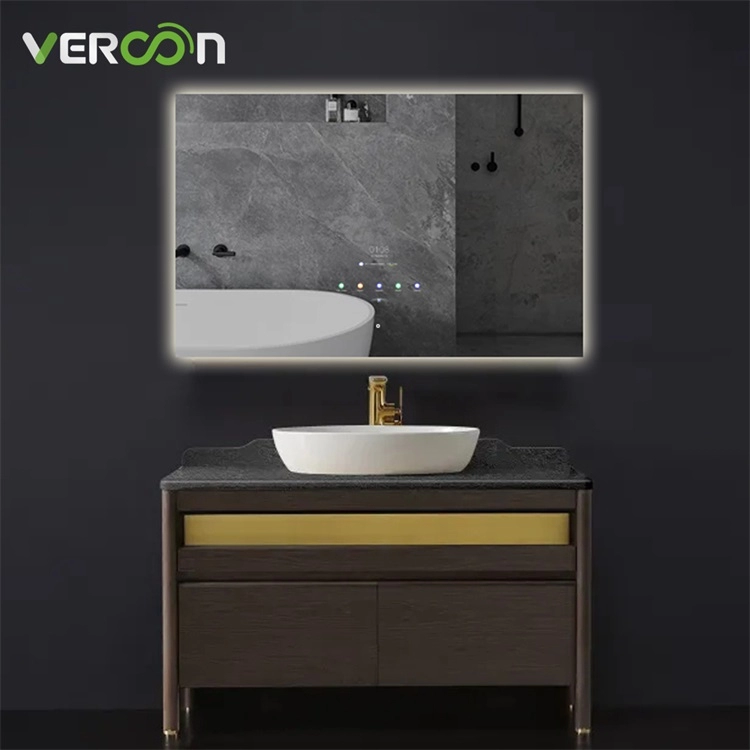 Waterproof smart touch screen customized modern bathroom led light mirror