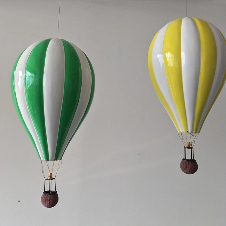 Hanging hot air balloons window display props