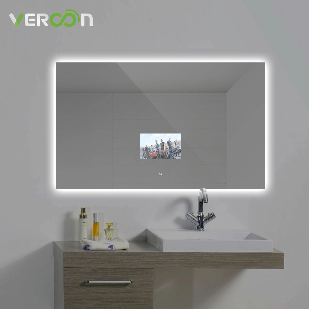 Backlit smart bathroom mirror with android os 11 and 10.1inch touch screen