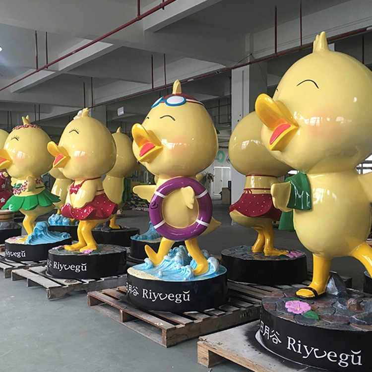Handmade fiberglass yellow duck decorative statues