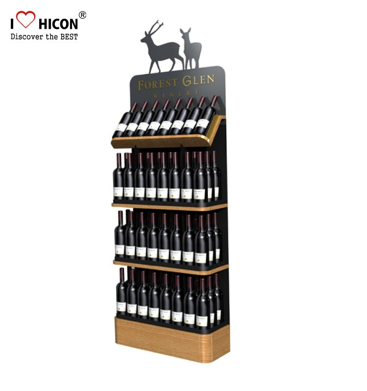 Salable Innovative 4-Layer Floor Wood Wine Bottle Display Stand