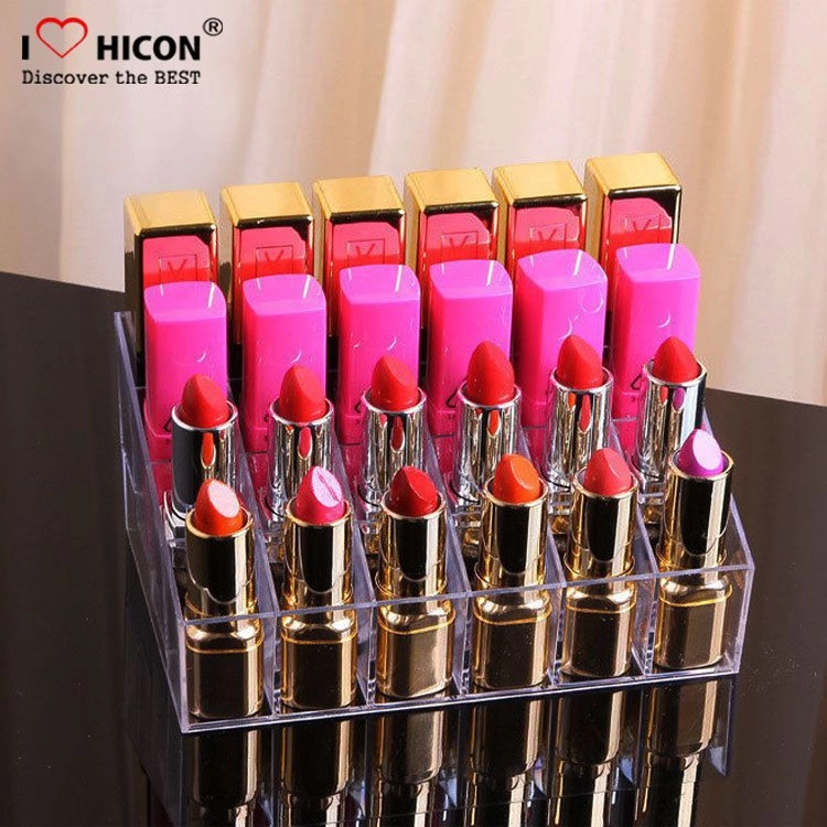 White Acrylic Counter Top Cosmetics Display Case For Lipstick
