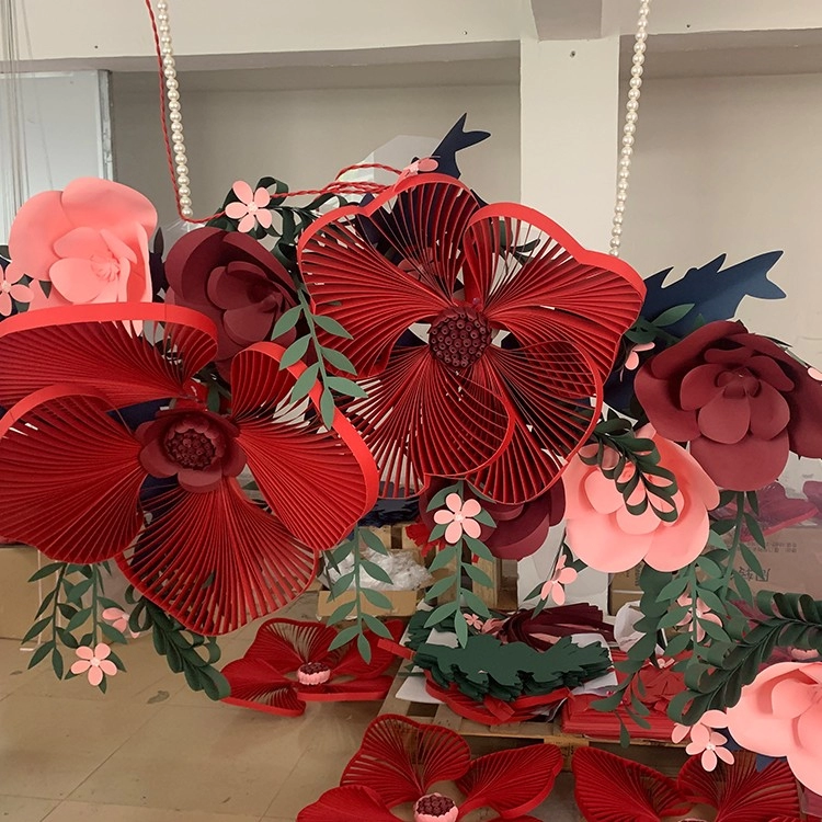 Christmas window paper art flower props display