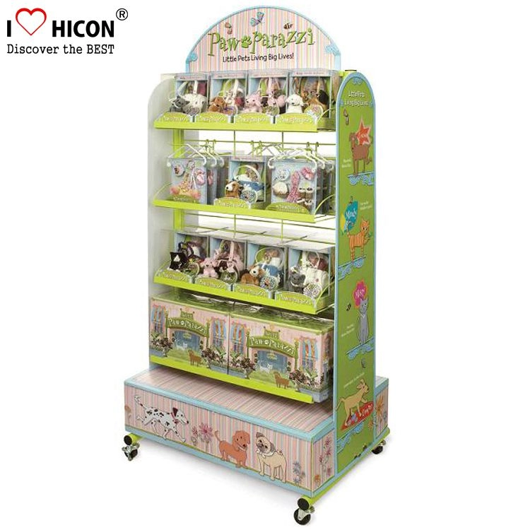 Lovely Moveable Customized Green Metal Floor Toys Display Stand
