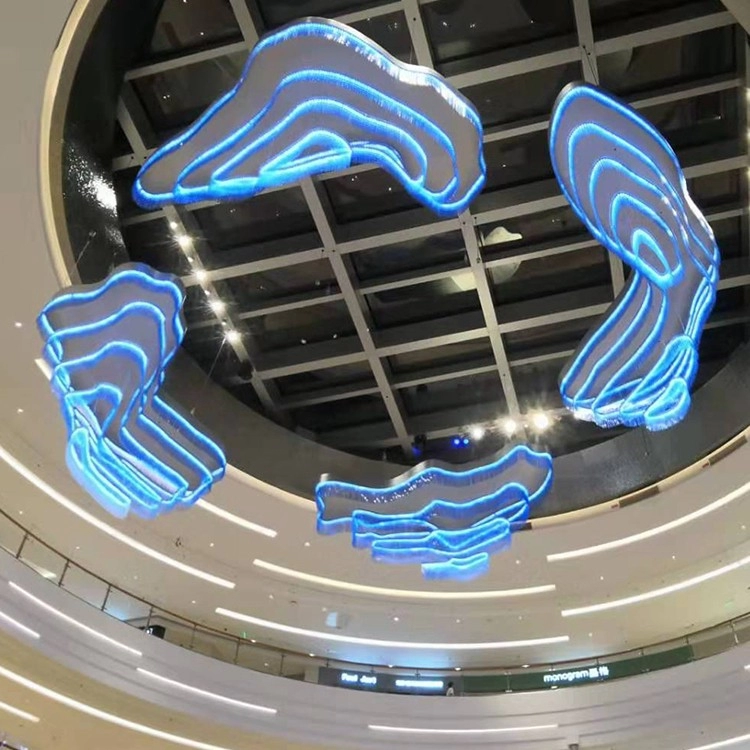 Shiny hanging cloud decoration for shopping mall