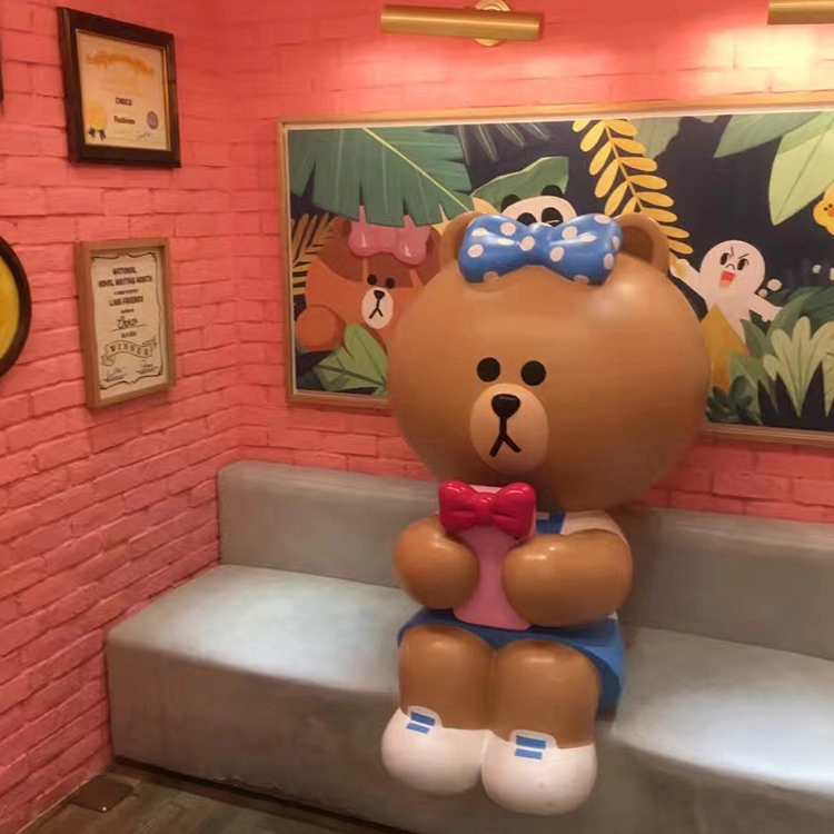 hot selling artificial fiberglass brown bear display statues