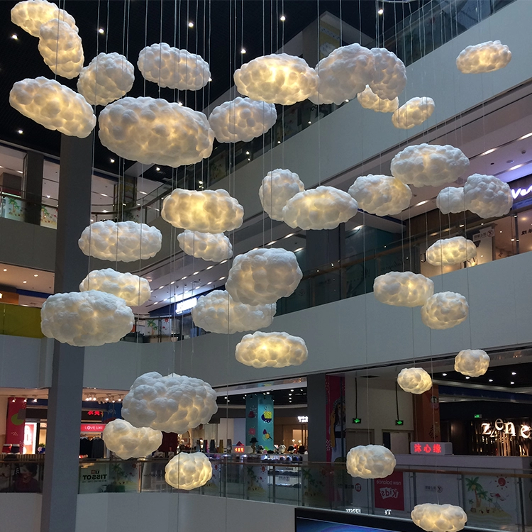Hanging soft cloud decoration for shopping mall