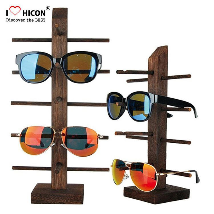 5-layers Brown Wood Customized Sunglasses Display Stand For Sale