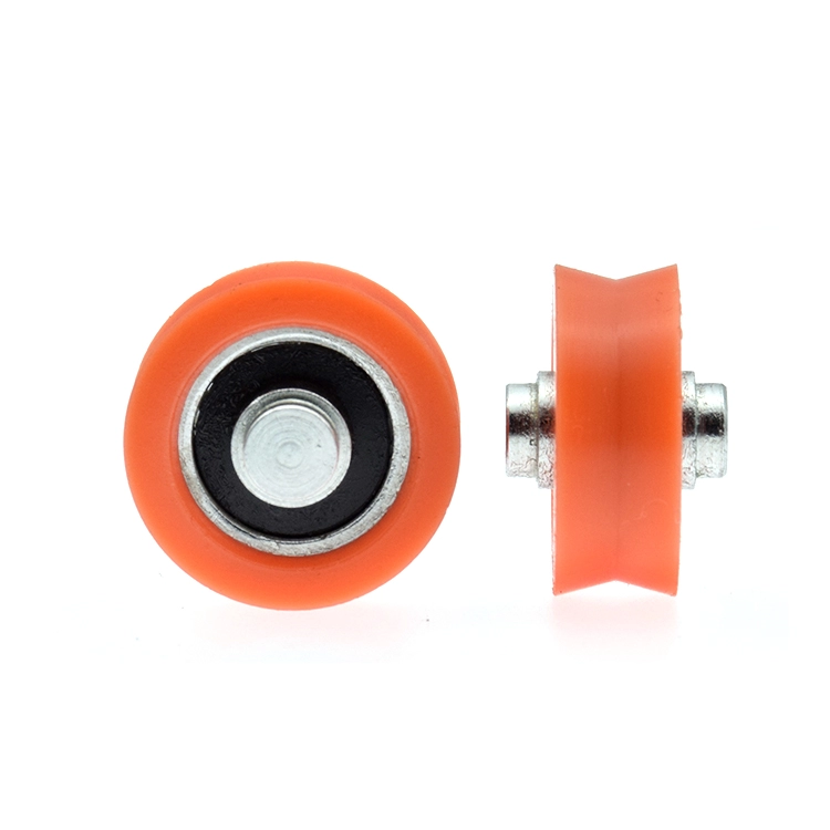 V Groove Orange Nylon Roller Bearing Wheel For Furniture 6*21*8mm