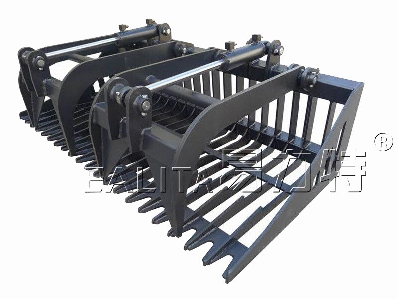 72″ Heavy Duty Dual Cylinder Root Rake Grapple Attachment Fits Skid Steer