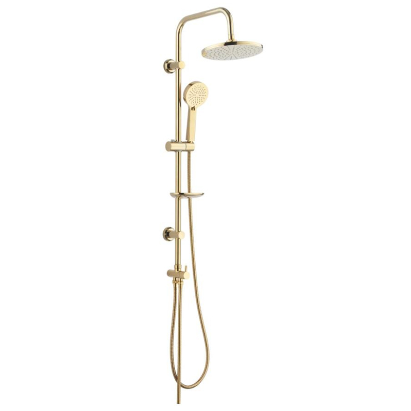 Gold shower system with 8 inch shower head